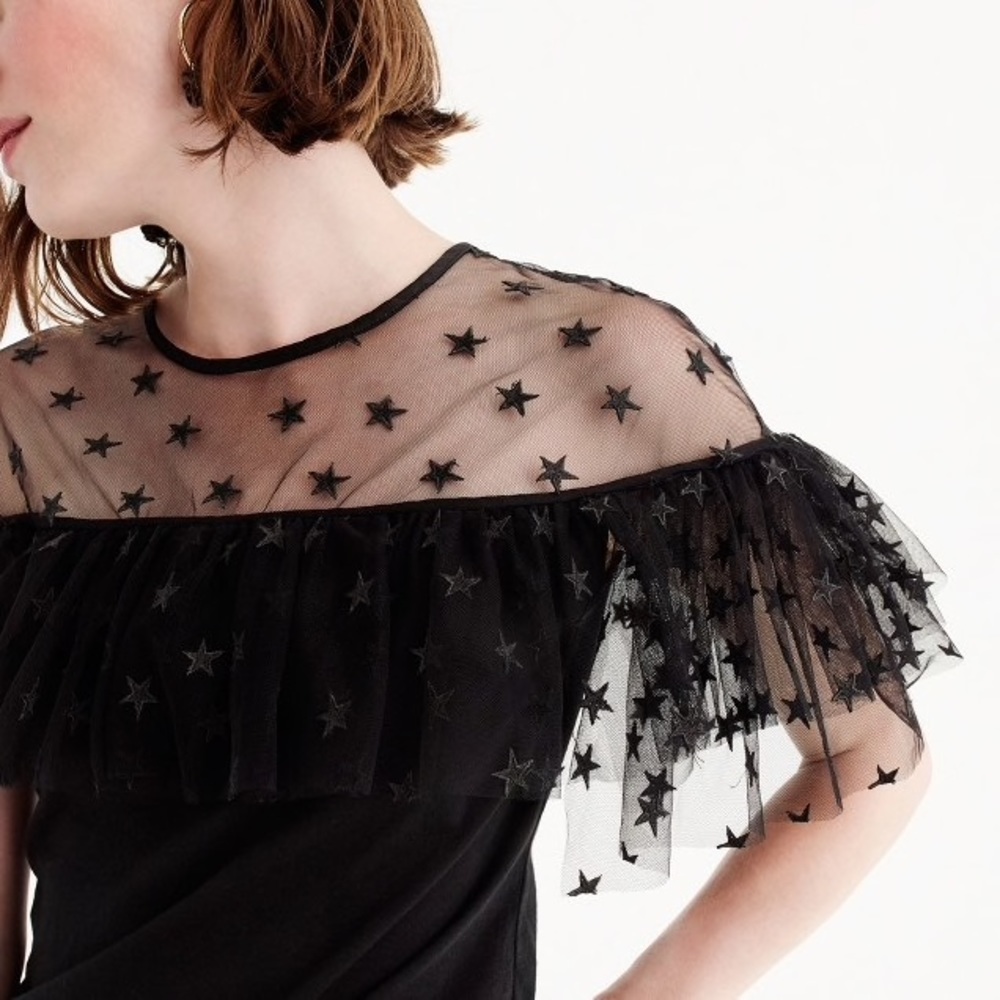 J. Crew Tulle Top Black NWT - Picture 2 of 8